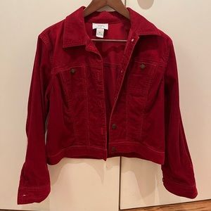 LOFT Red Corduroy Jean Jacket